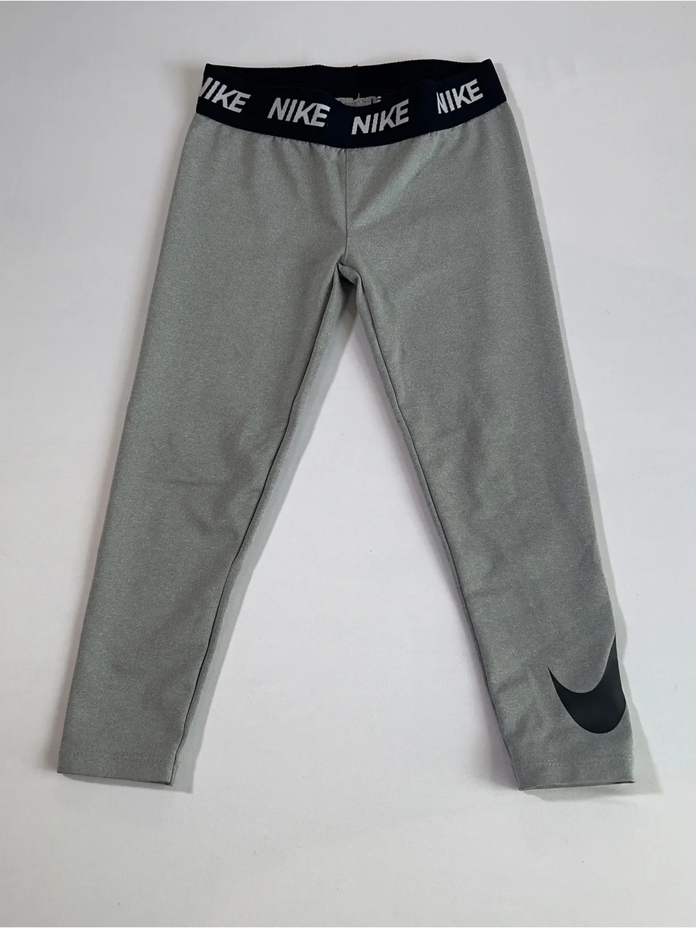 Nike Kids Gray Leggings with Black Logo Waistband